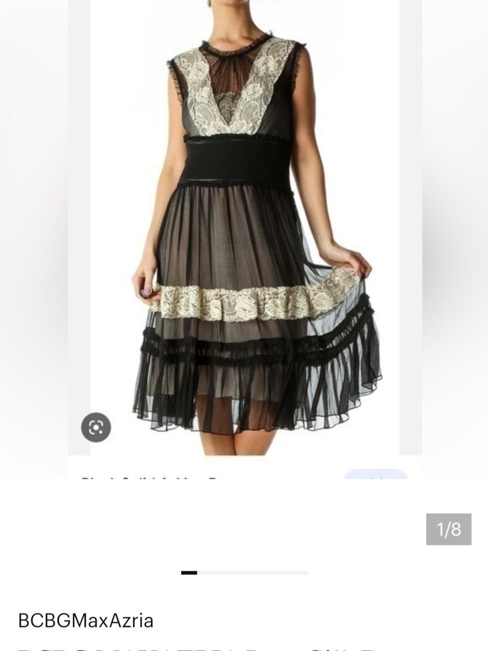 BCBGMaxAzria Black Lace-Accent Sheer Midi Dress